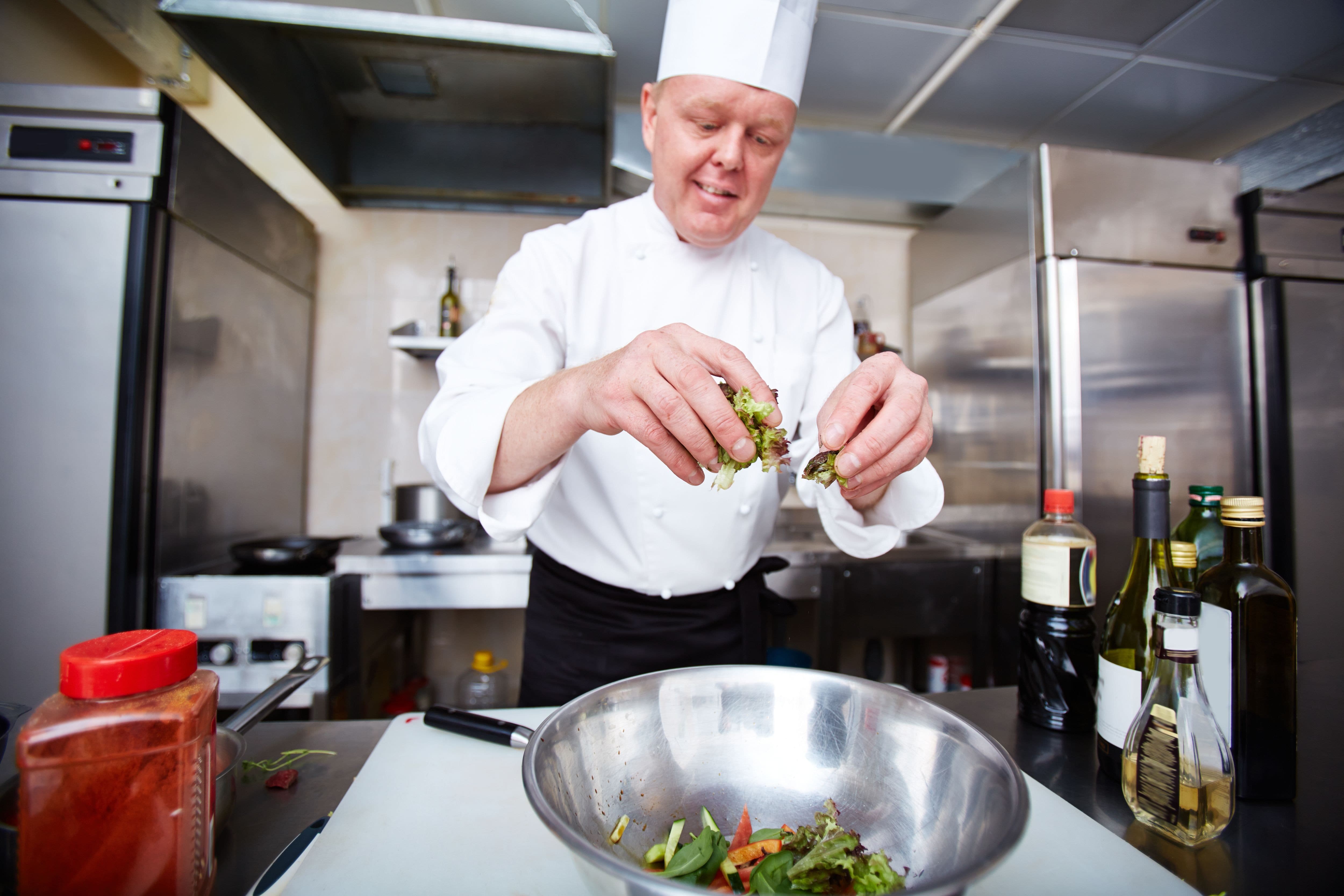 Chef preparing a gourmet italian meal